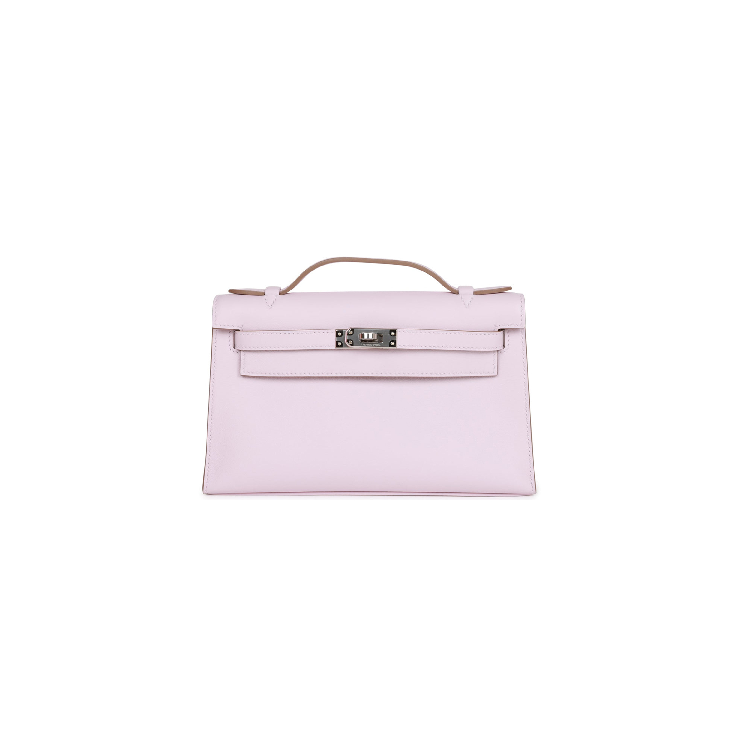 HERMES MASTER KELLY POCHETTE MAUVE PALE SWIFT PALLADIUM HARDWARE (22*14*7cm) 